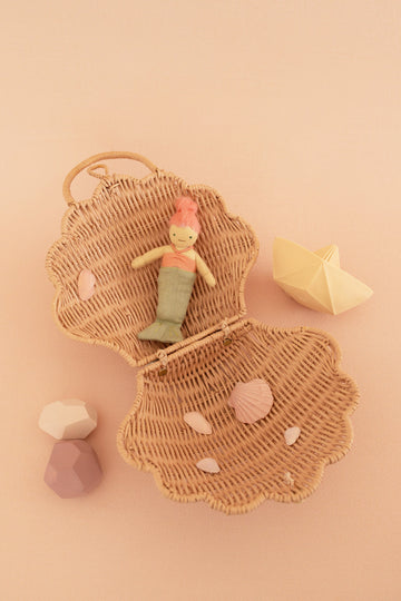 Rattan shell bag - Rose - Olli Ella